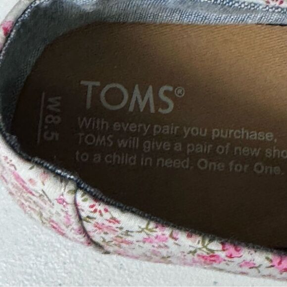 Toms Classic Multi pink floral shoes size 8.5 women’s embroidered slip on - Picture 4 of 6